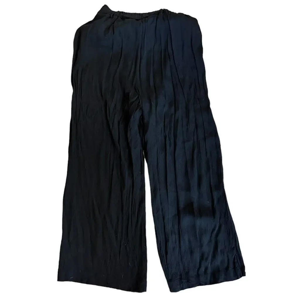 Aritzia Wilfred Black Viscose Rayon‎ Wide Leg Flowy Tie Front Pants Womens S